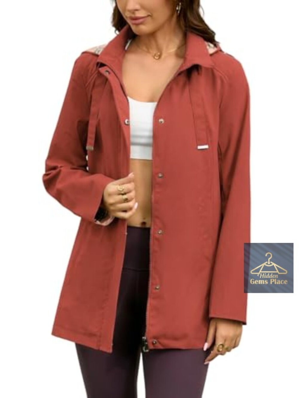 Long Hooded Rain Jacket Waterproof Windbreaker Lightweight Trench Coat
